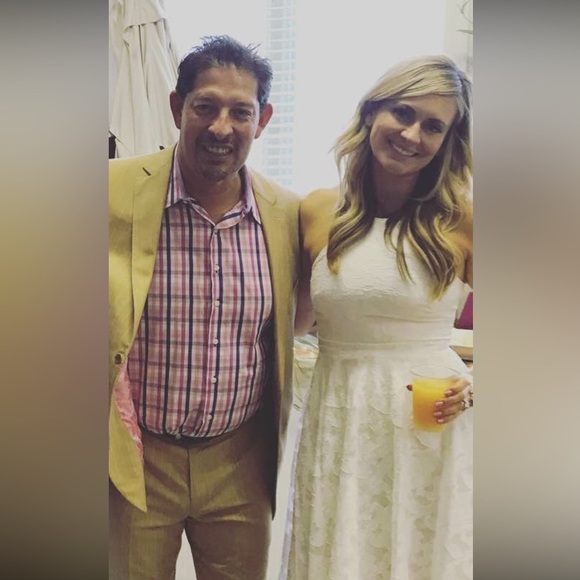 Vera Wang Ivory Lace Racerback Sleeveless Midi Cocktail Dress Women's Size 6 - Picture 2 of 5